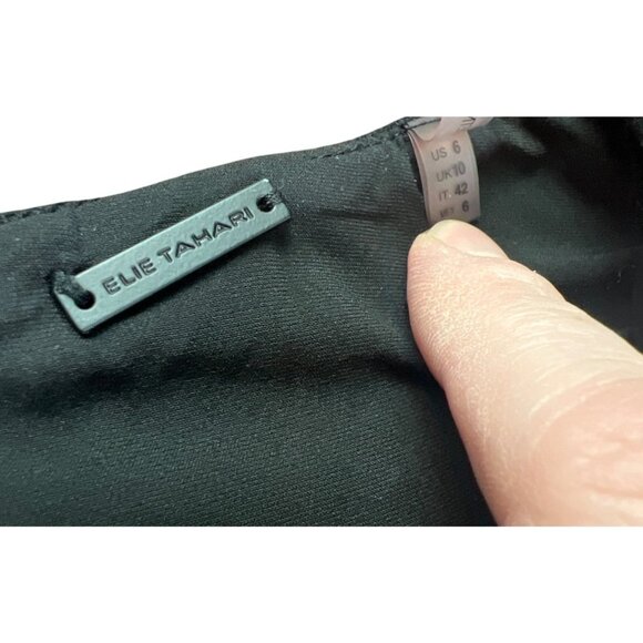 Elie Tahari Black Sleeveless Sheath Dress With Textured Accents Side Slit Size 6 - Picture 8 of 8